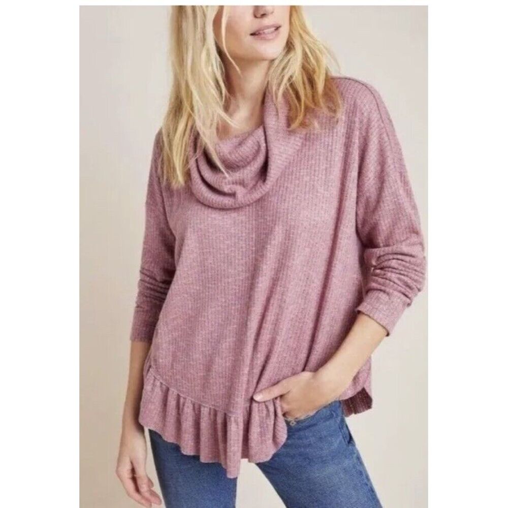 Maeve Anthropologie Womens Small‎ Sweater Addie Ruffle Cowl Neck Long Sleeve
